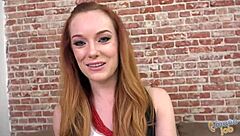 Petite woman Dani Jensen gets a big dick in her hand