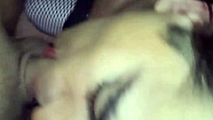 slave gives deep throat in storm, gets cum on face with bdsm