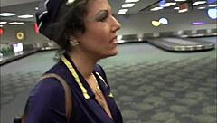 Milf Stewardess Wrecked by Black Dick in Stockings Cumshot