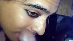 slave gives deep throat in storm, gets cum on face with bdsm