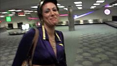 The hot MILF stewardess got her pussy destroyed by a black cock