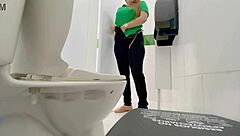 Worker's relative filmed in public bath, washing clothes