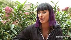 wow, exhibitionist babe toys wet pussy in public restroom