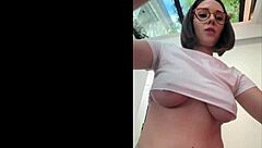The young Latina teacher plays with a dildo after her lessons