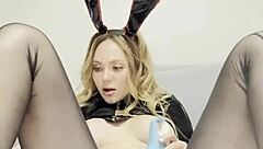 Cute Bunny Caresses Clit And Labia