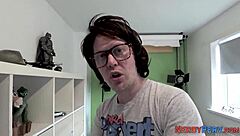 why is british slut sucking nerds cock