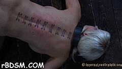 The prod is tied up and fucks with chicks with a hairless sweet pussy