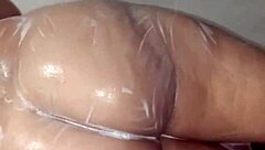 Taking a shower when neighbor surprises with cock in mouth