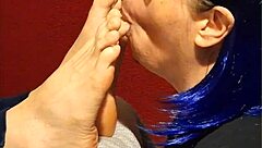 She passionately sucks on my toes with detail