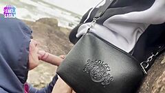 young guy fucks big ass girl on public beach