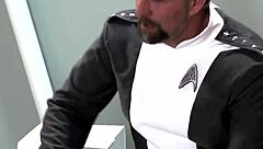 On the us enterprise, lesbians lick pussy in cunilingus parody