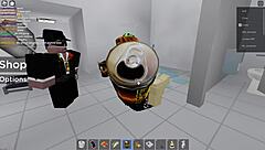 Two people explore roblox adventures and public restroom encounters