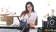 Clothed latina takes intense doggystyle cumshot