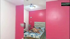 masked latina gets creampie in hotel room