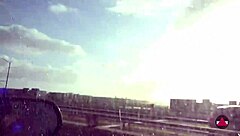 Driving Car Barefoot In Public Park