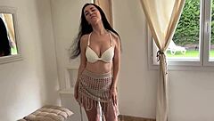 ebony with small tits enjoys dickriding