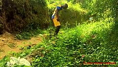 ebony femdom leads halloween orgy with big black cock on local road