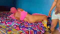 Perfect african redhead with big ass in pink shirt squirts on her boss's dick?