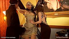 Black and white slaves in hot sex at a great party