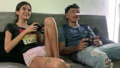 I suck her long dick and fuck my stepbrother