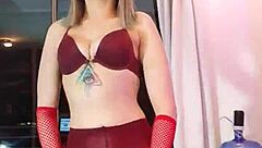 This sexy participant uses large toys during performances