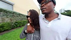 Pregnant slut in daylight gave a blow job to the black guy