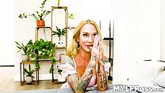Tattooed MILF spreads silk, embracing stepson with passion
