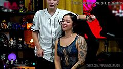 bi mejia shows how she likes to be on podcast table, ruan kisses her feet nicely