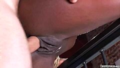 The employee was fucked by his ebony boss in bondage