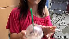 Beautiful Aubrey Sky's rough blowjob contest