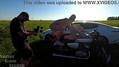 Hot pearl takes big cock in ass by biker for hard moto fuck.