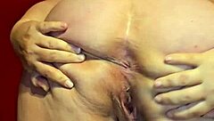 Pregnant wife strips wet in thong.