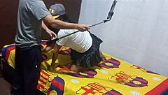 I found my mother-in-law recording erotic sex tape in my apartment then she asked for help to complete the homemade porn video