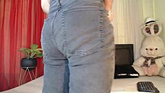 The guy in jeans gets himself wet and then masturbates