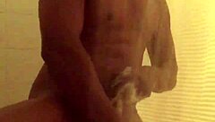 a solo shower bathing session unfolds