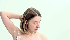 Sweet teen shaving herself smoothly