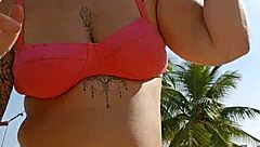 I'm recording a video on the beach to provoke the guys with flashing