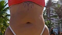 I'm recording a video on the beach to provoke the guys with flashing