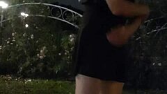 shemale ting xuan flashes cock in community garden spot