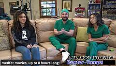 Dr. Tampa gives Mara Luv her university entrance physical, checking her pierced nipples and shaved pussy