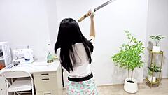 Asian couple licks pussy before rough homemade fuck