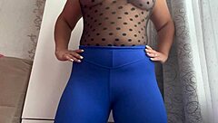 The fool is making stretching exercises with a hot stepmom