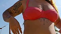 I'm recording a video on the beach to provoke the guys with flashing