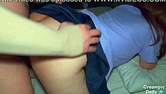 Sweet shaved student roleplays with old man for juicy creampie?