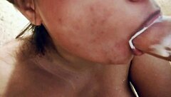 Blonde indulges in steamy, messy masturbation with milk