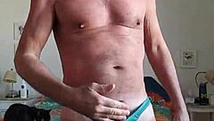 Is Pervy Papifachero Teasing His Big Daddy Boner in Turquoise Thong?