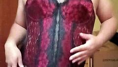 Shirley Dancing Sexy In Red-Black Corset And Lingerie