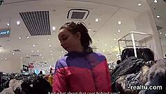 Stellar czech sweetie feels intense seduction in hypermarket, getting oral and poked