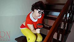 Velma searches crime scenes, looking for clues