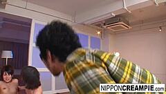 Two Japanese Babes Fucking Guys for Creampie?